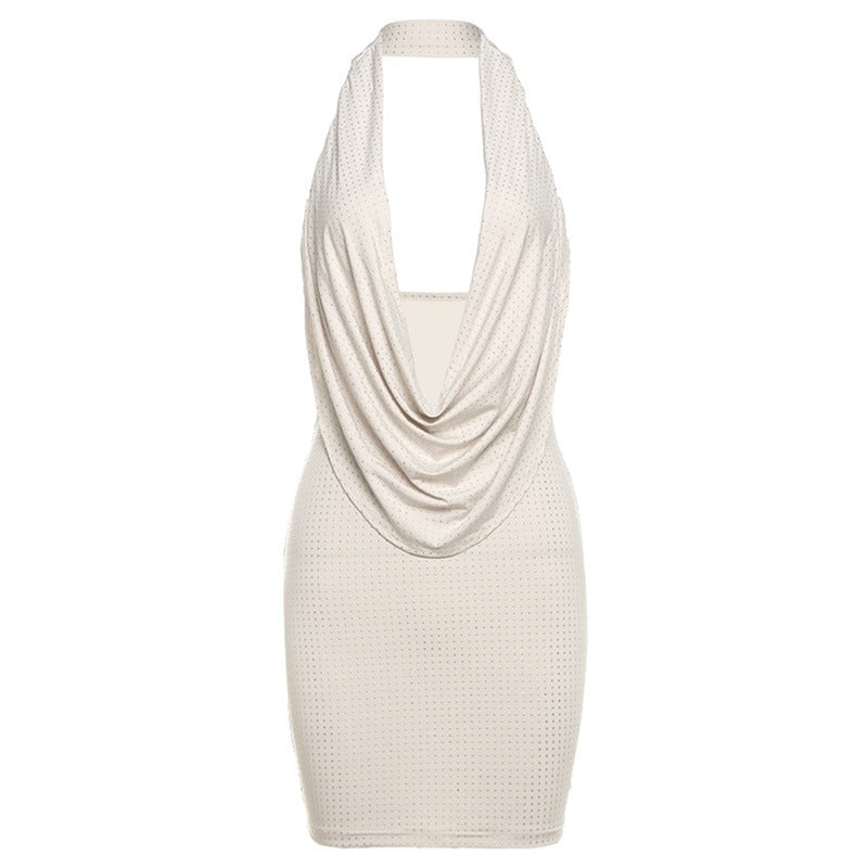 European and American style sexy halter neck low-cut backless slim hip-wrapped dress