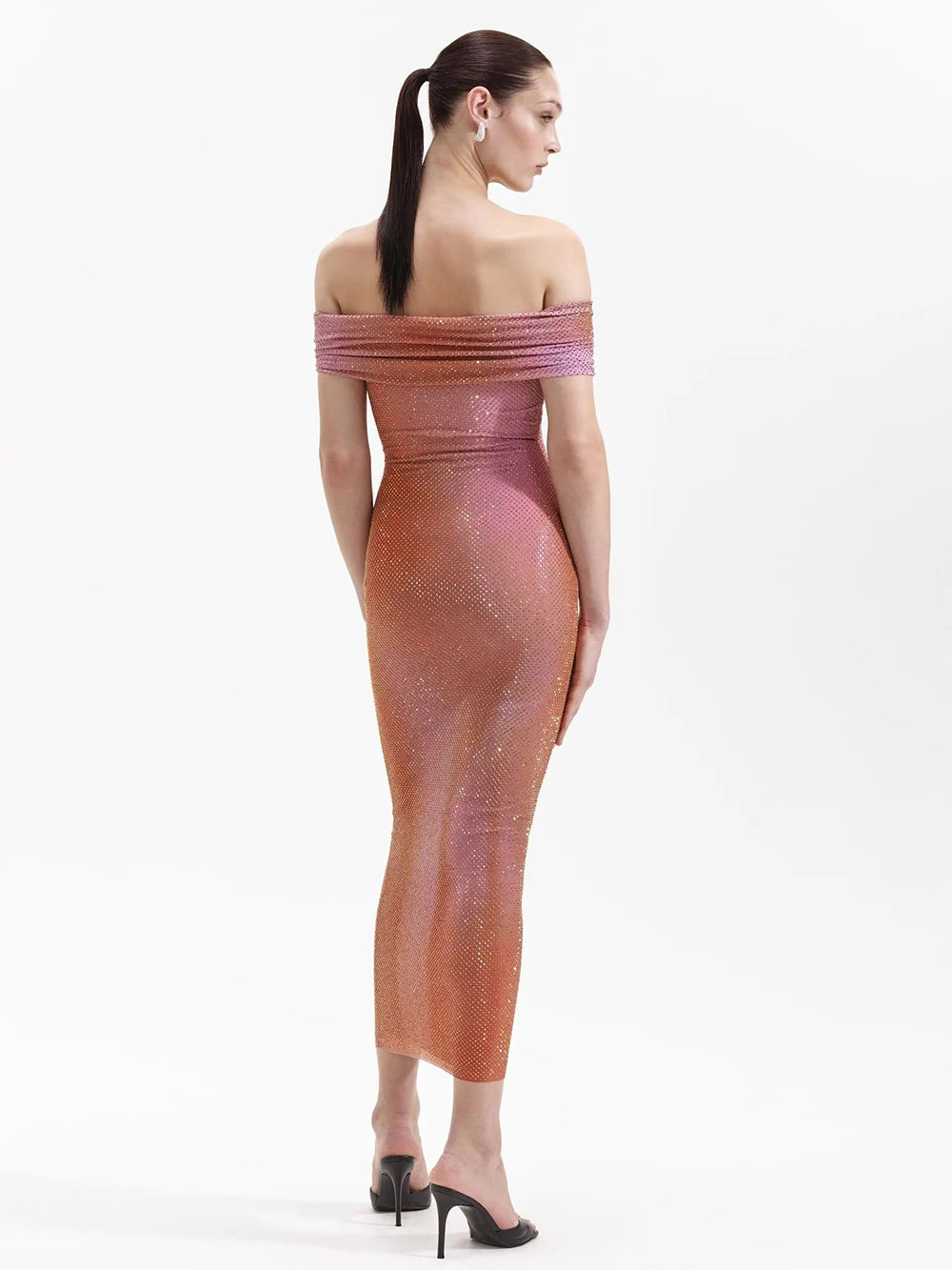 V-Neck Tight Hot Diamond Long Dress