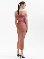 V-Neck Tight Hot Diamond Long Dress