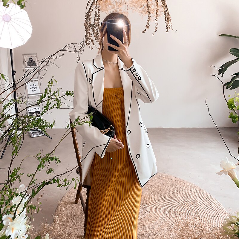Spaghetti Strap Pleated Satin Dress Loose Casual Sexy Korean Party Dress Long Midi Dress Straight Slash Neck Dress