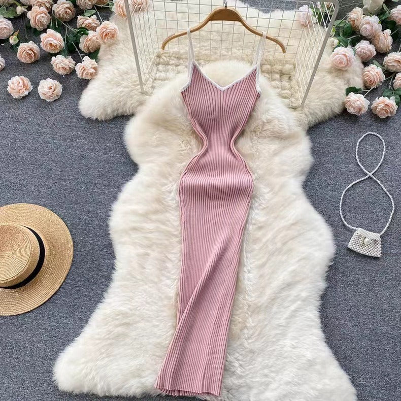 Sexy Package Hips Slim Elastic Knit Bodycon Dress Female