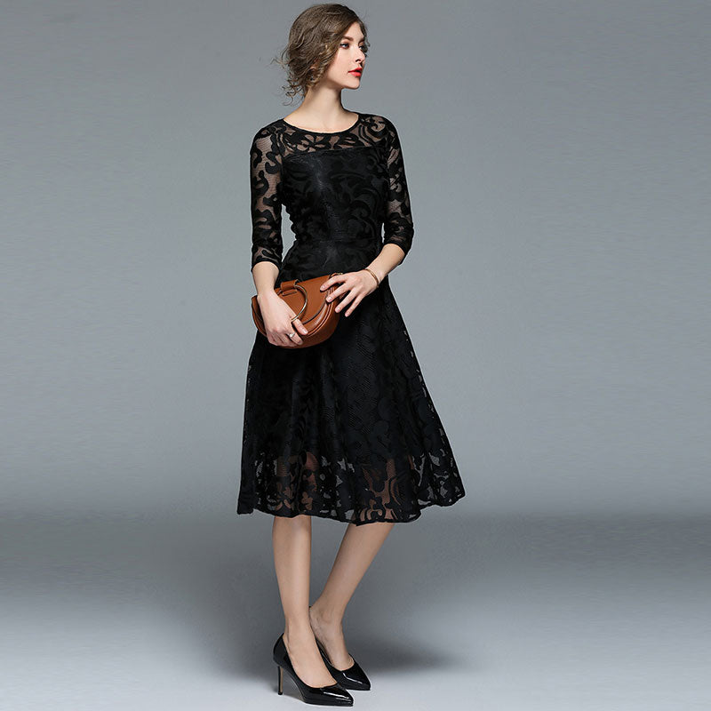 Spring England Style Luxury Elegant Slim Ladies Party Dress