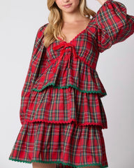 Christmas Plaid Tiered Dress