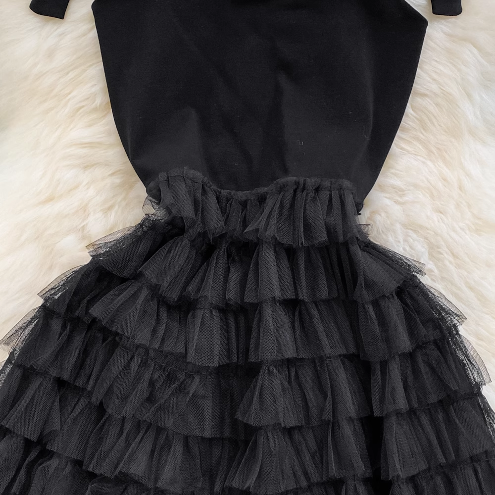 Vestido de tul negro corte A