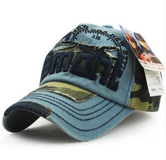 Gorra de béisbol de algodón con bordado desgastado y diseño de camuflaje Daxie