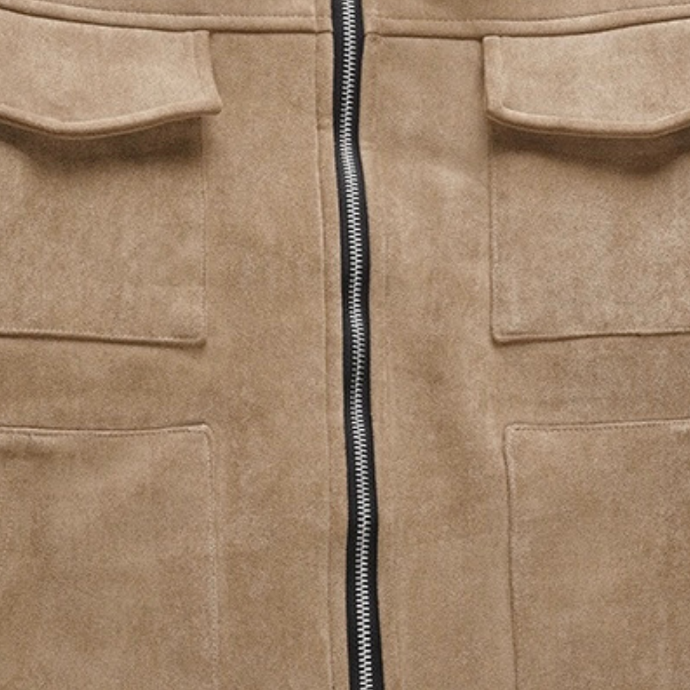 Chaqueta de terciopelo con cremallera engrosada de piel de ciervo