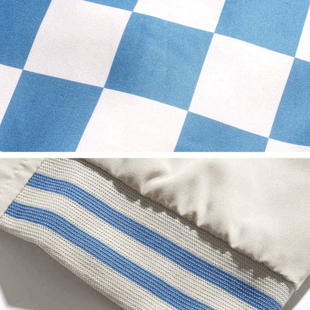 Casual Checkerboard Baseball Uniform Jacket