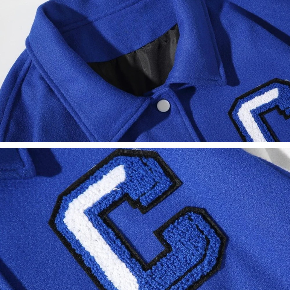 Casual Contrast Color Letter C Jacket