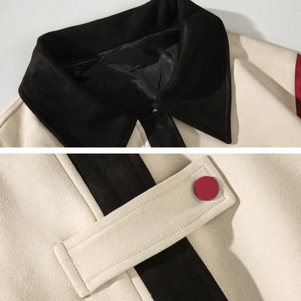 Chaqueta de ante japonés con costuras en colores contrastantes