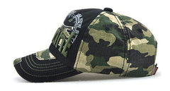 Gorra de béisbol de algodón con bordado desgastado y diseño de camuflaje Daxie