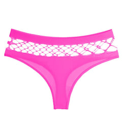 Hollow Out Middle-waist Mesh Thong For Women