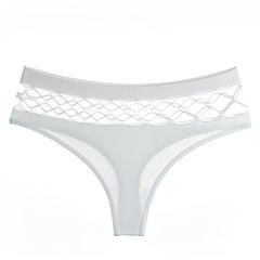 Hollow Out Middle-waist Mesh Thong For Women