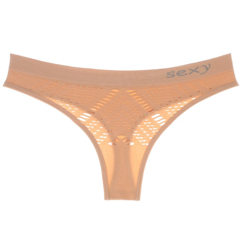 Hollow Out Mesh Thong For Women