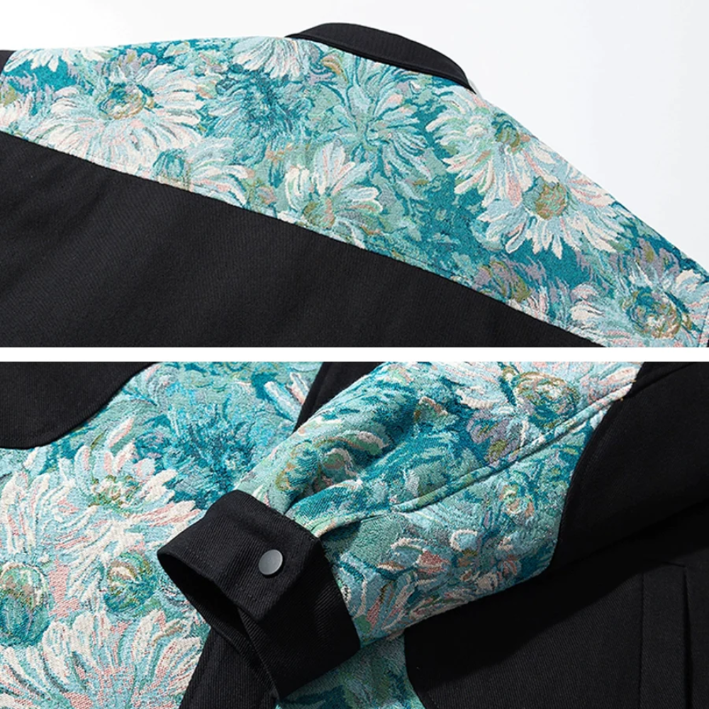Chaqueta con patrón de bordado japonés