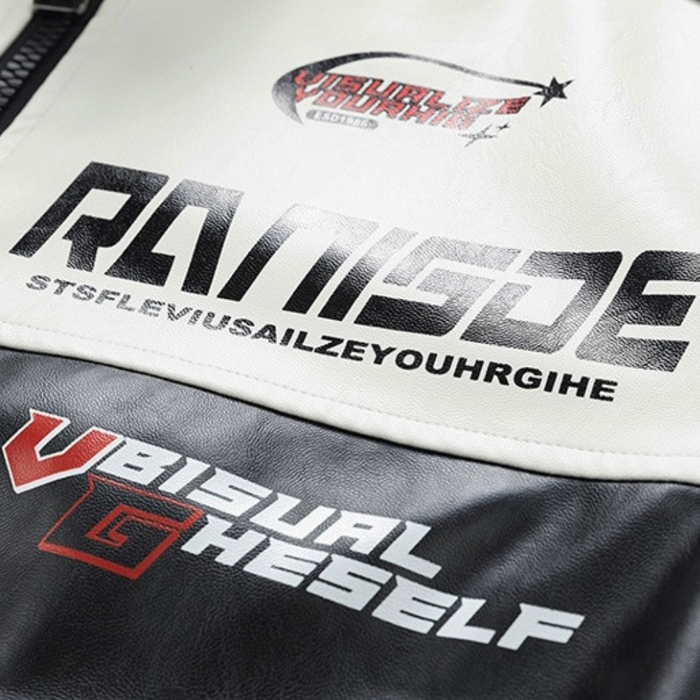 Chaqueta de PU de carreras americana