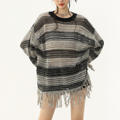 Striped fringe Sweater