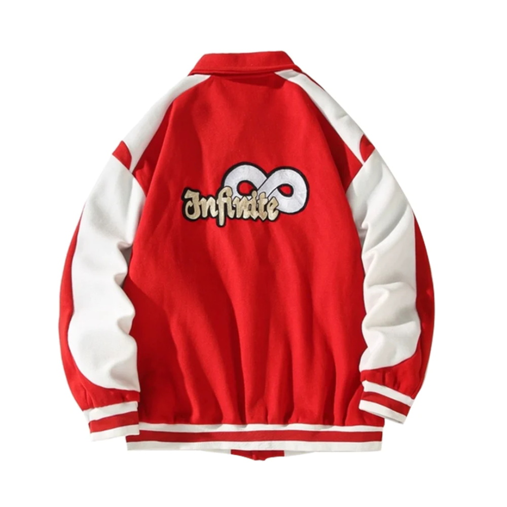 Chaqueta con hombros caídos y bordado en contraste