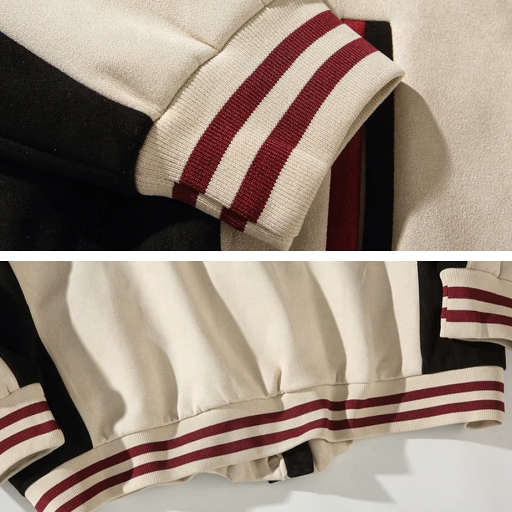 Chaqueta de ante japonés con costuras en colores contrastantes