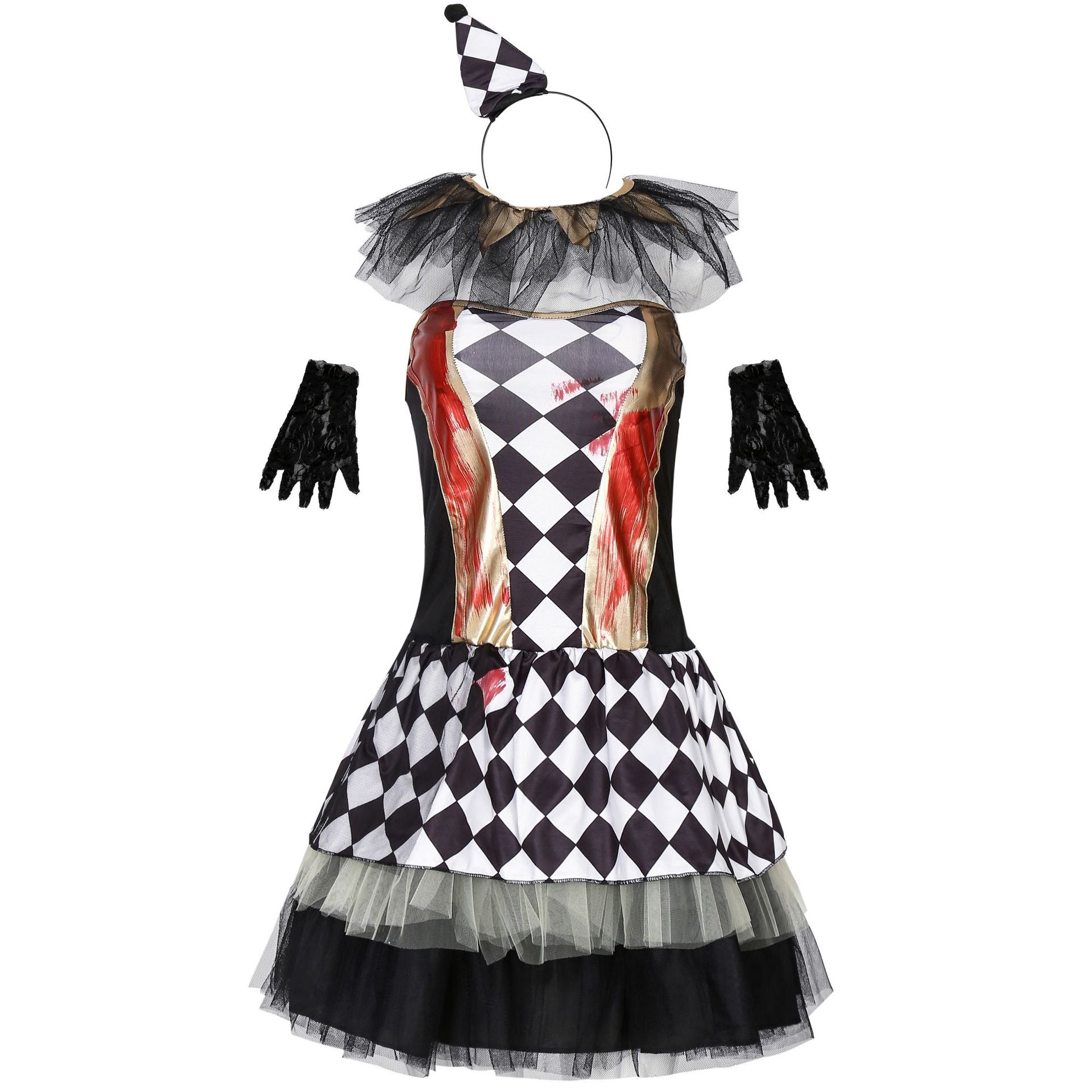 Halloween Clown Costume Black and White Dress