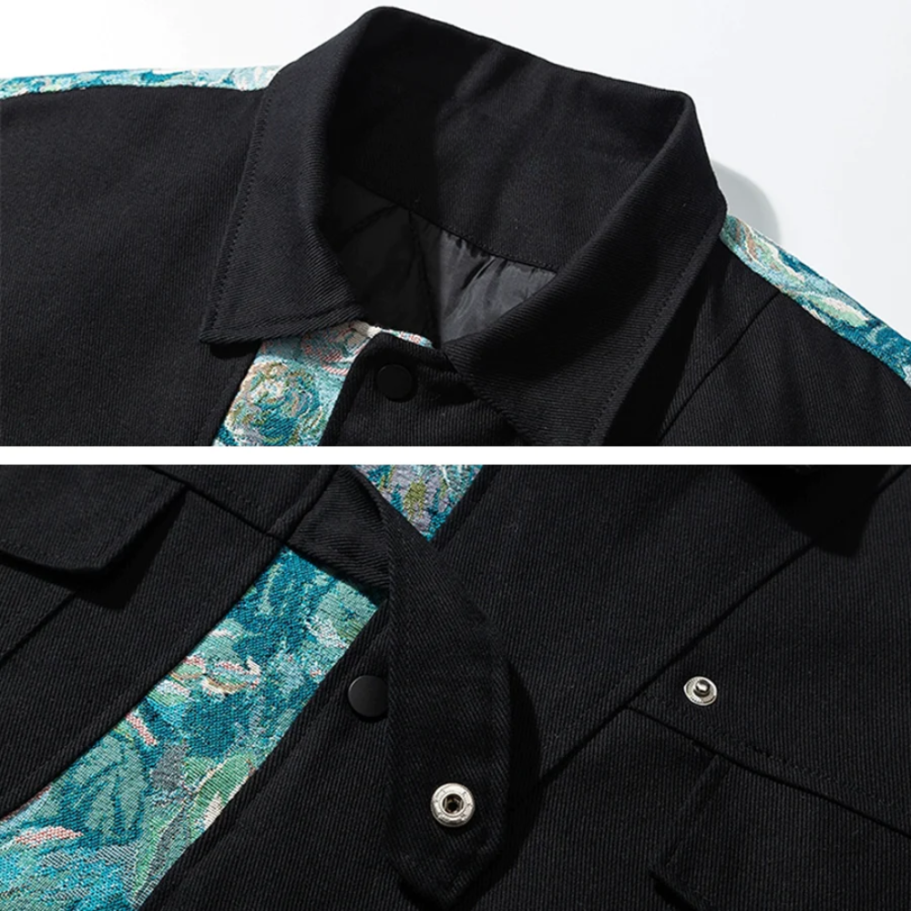 Chaqueta con patrón de bordado japonés