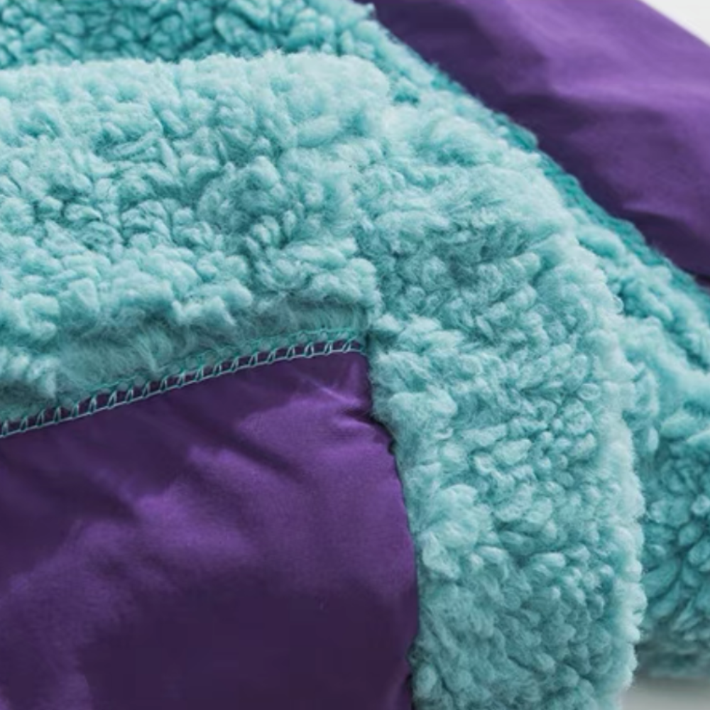 Sherpa-Mantel mit Mountains-Patchwork
