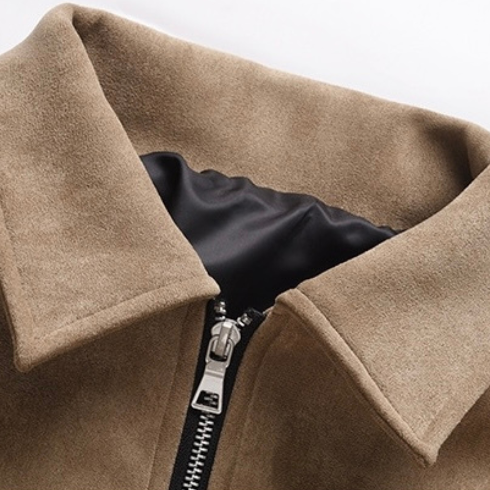 Chaqueta de terciopelo con cremallera engrosada de piel de ciervo