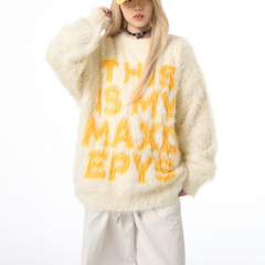 Retro lazy style letter loose"Sweater
