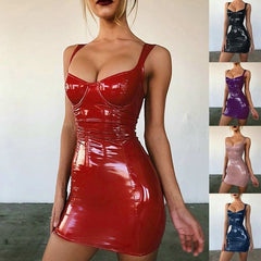 Christmas Leather Sleeveless Dress