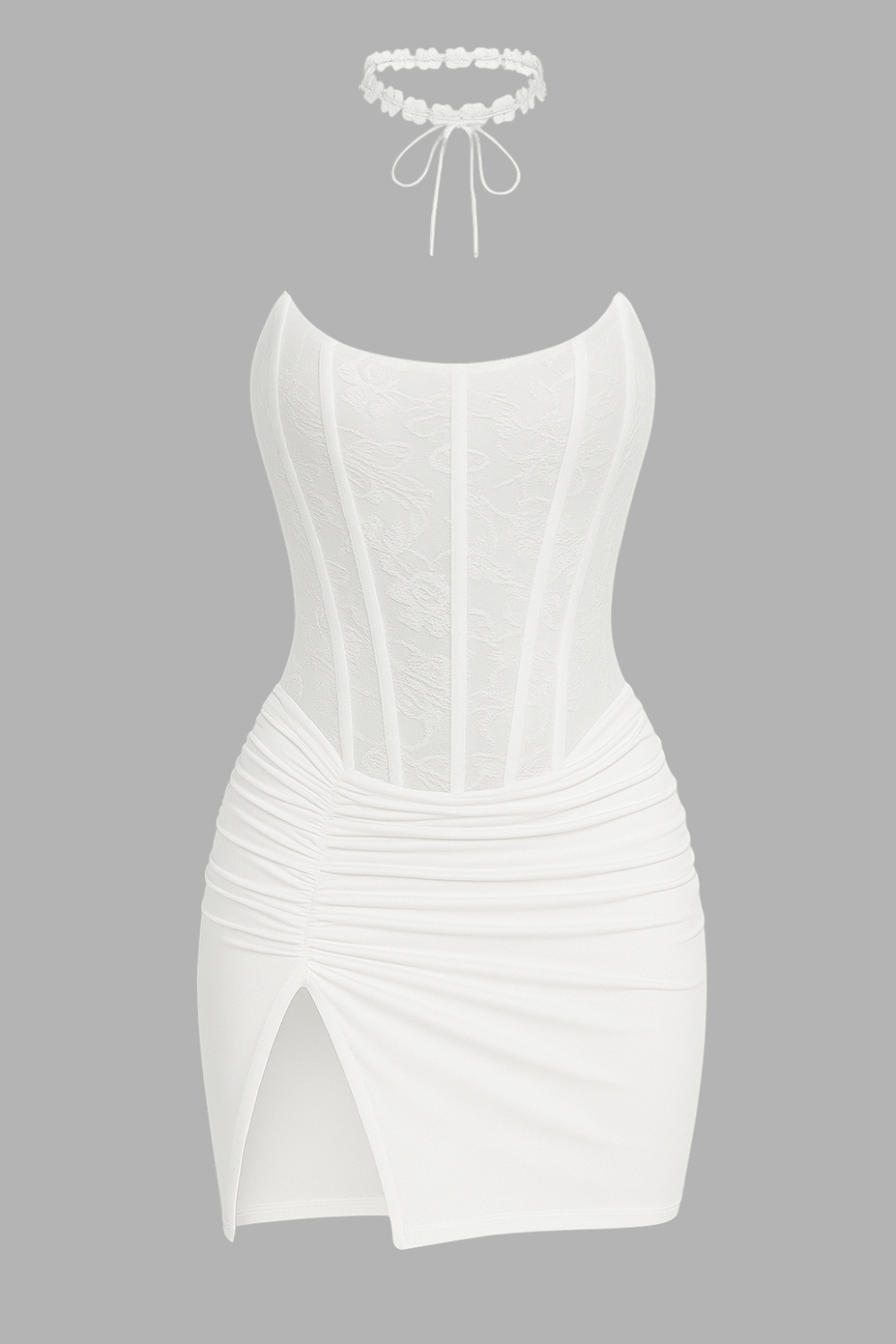 Strapless Corset Ruched Bodycon Slit Mini Dresses