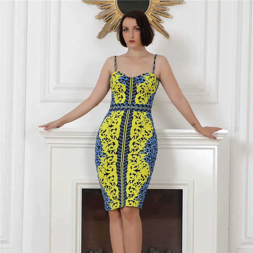 Jacquard Knitted Bandage Dress Party Banquet Dress