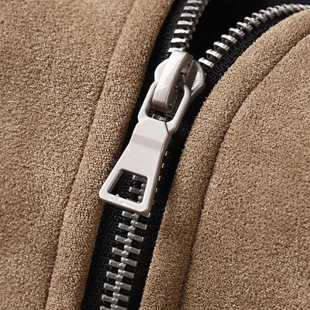 Chaqueta de terciopelo con cremallera engrosada de piel de ciervo