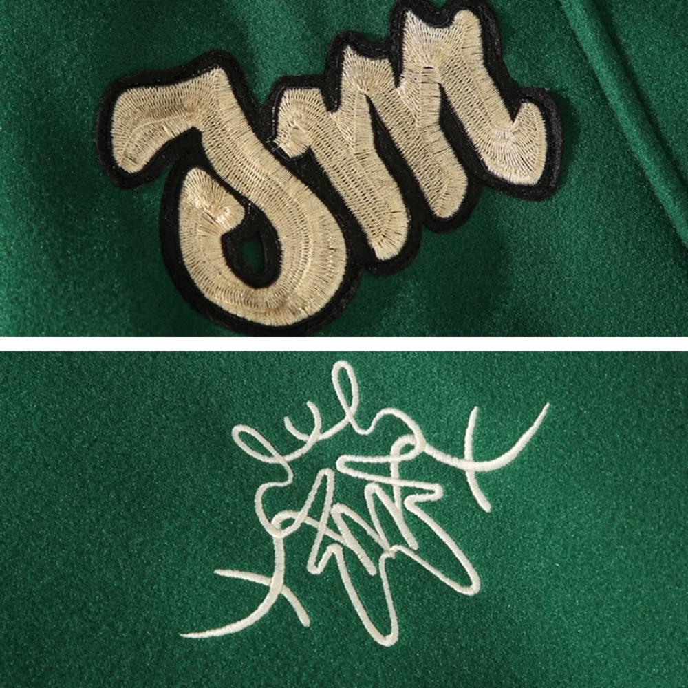 Chaqueta con hombros caídos y bordado en contraste