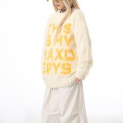 Retro lazy style letter loose"Sweater