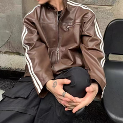 Chaqueta de cuero a rayas