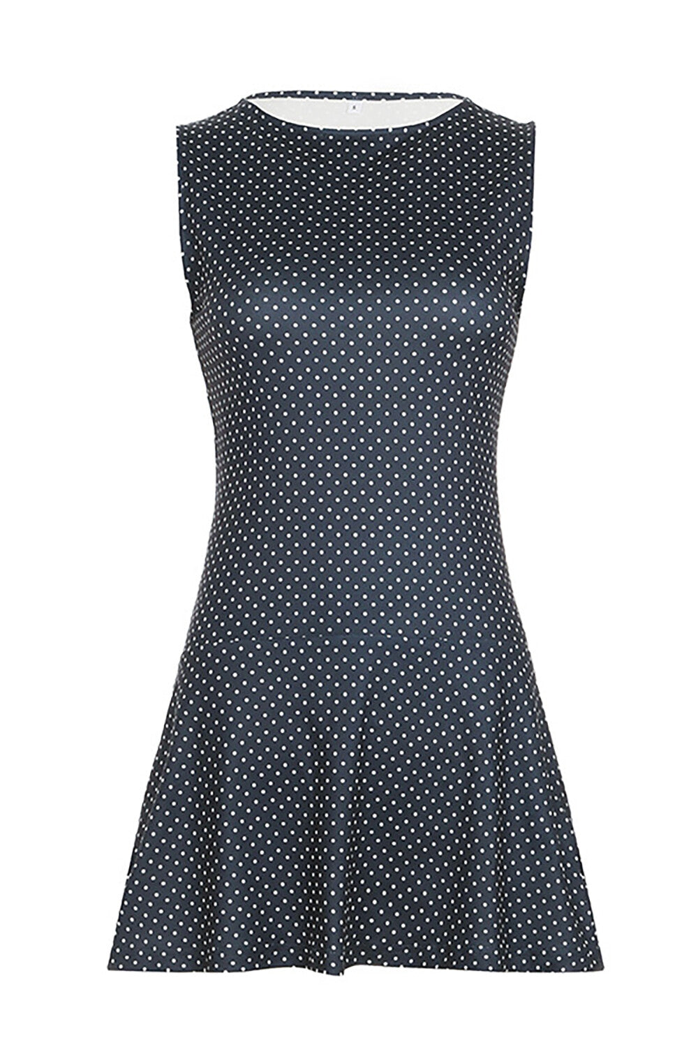 Polka Dot Print Cinch Waist Mini Tank Dresses - Navy