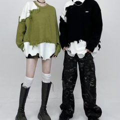 Patchwork Brushed Sweater