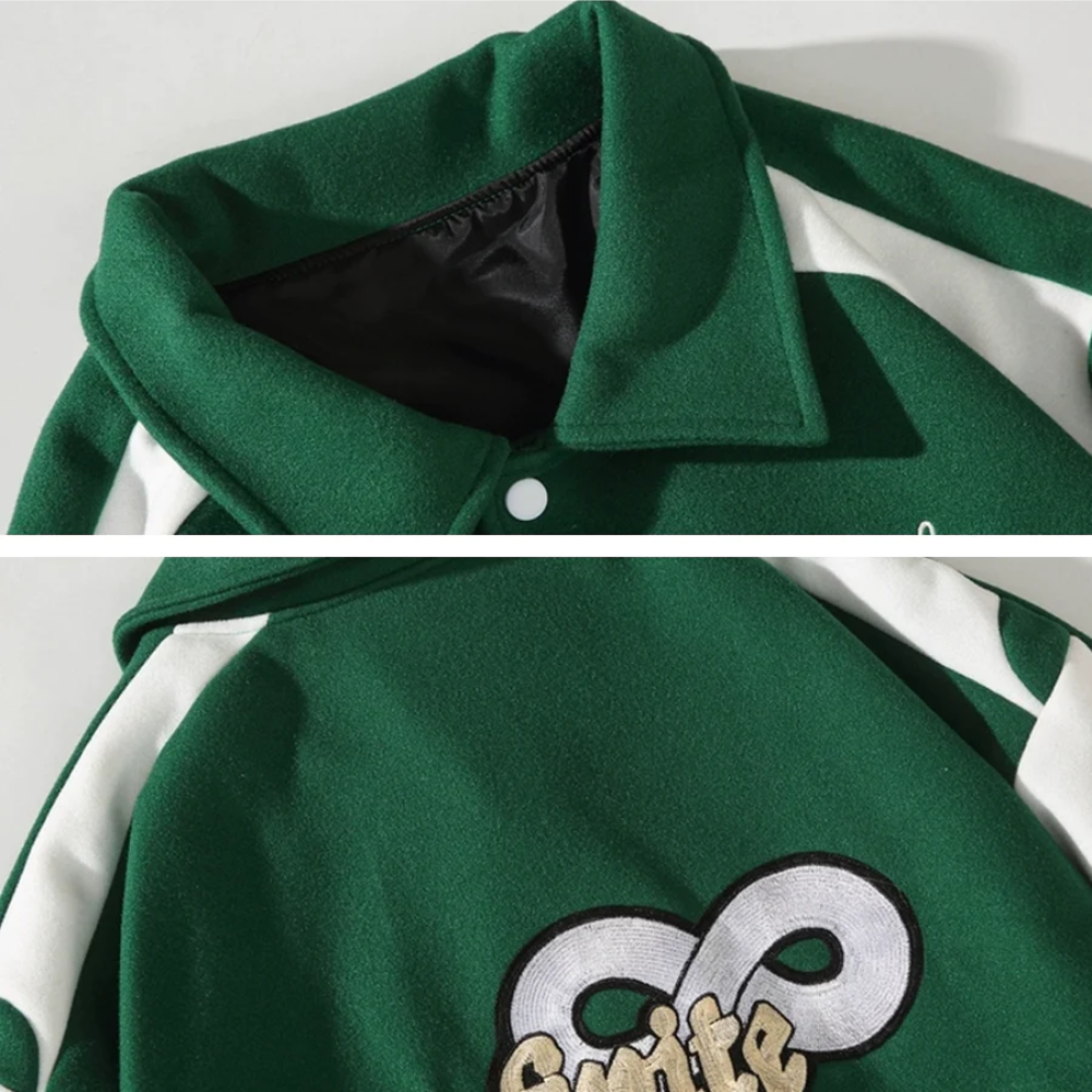 Chaqueta con hombros caídos y bordado en contraste