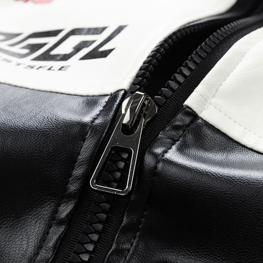 Chaqueta de PU de carreras americana