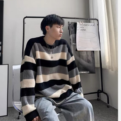 Pullover mit Farbblockierung und Streifen