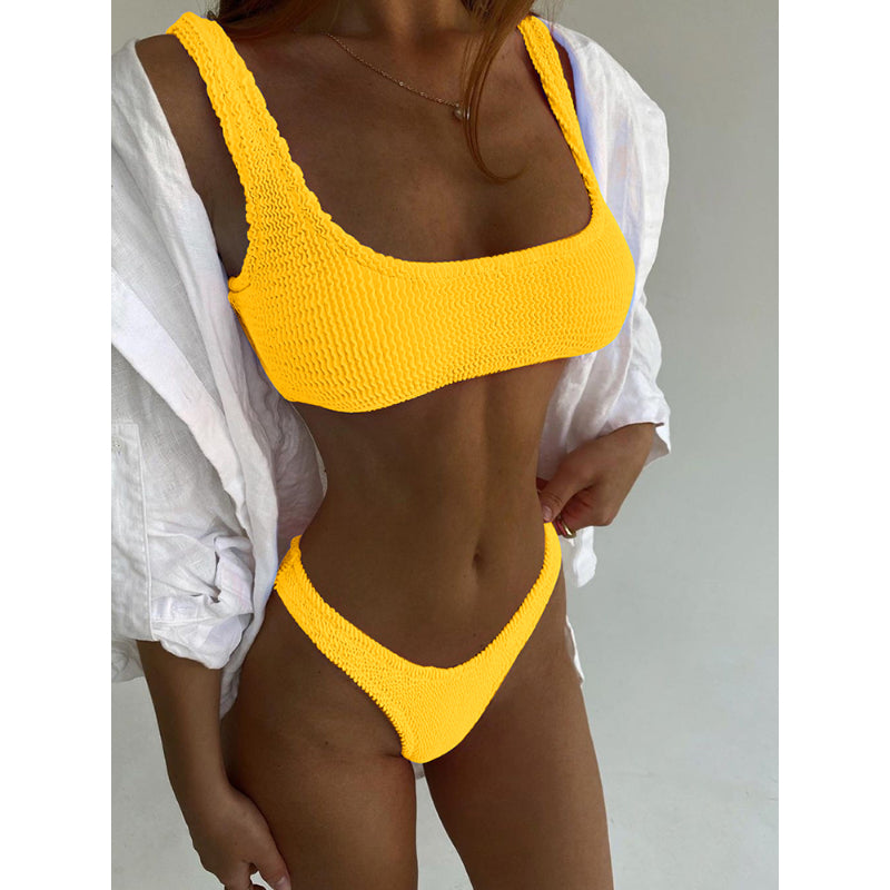 Einfarbiges Push-Up-Bikini-Set für Damen im brasilianischen Stil