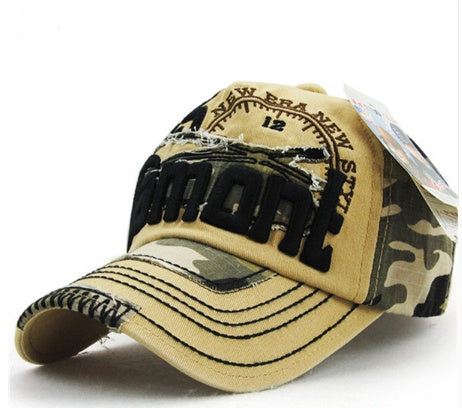 Gorra de béisbol de algodón con bordado desgastado y diseño de camuflaje Daxie