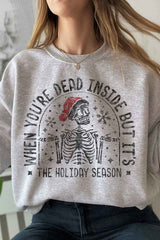 SUDADERA DE TALLA GRANDE CON GRÁFICO DE ESQUELETO NAVIDEÑO