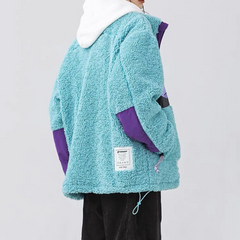Sherpa-Mantel mit Mountains-Patchwork