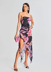 Slim slim dress printed backless sexy irregular tube top skirt