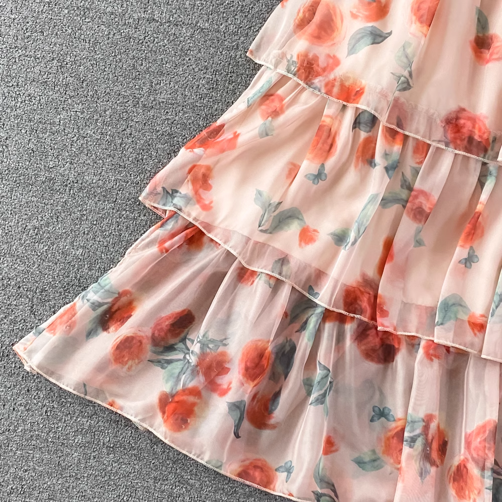 A-line Chiffon Floral Dress