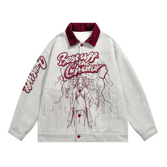 Chaqueta de gamuza con gráfico de ángel vintage