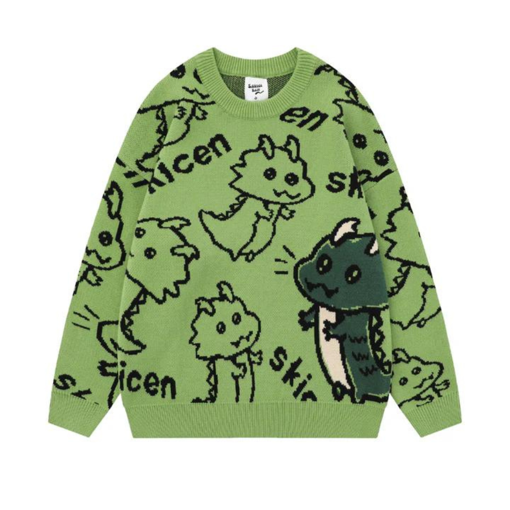 Niedlicher Pullover mit kindlichem Gekritzel-Dinosaurier