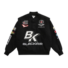Chaqueta de moto con estampado de letras retro