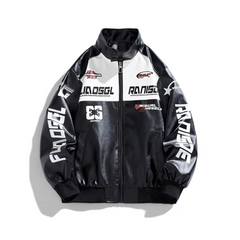 Chaqueta de PU de carreras americana