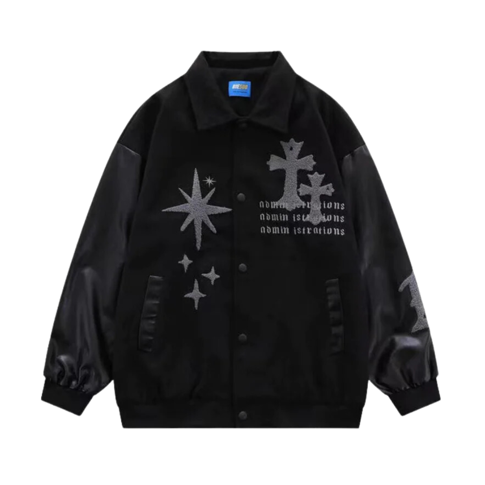Chaqueta vintage con bordados de cruz